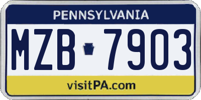 PA license plate MZB7903