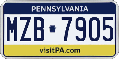 PA license plate MZB7905