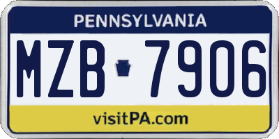 PA license plate MZB7906