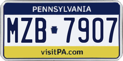PA license plate MZB7907