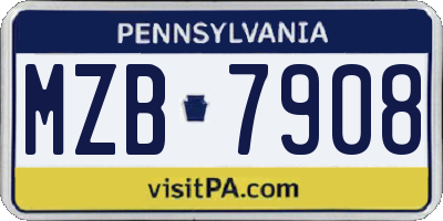 PA license plate MZB7908