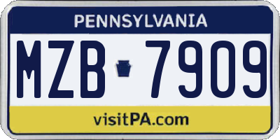 PA license plate MZB7909