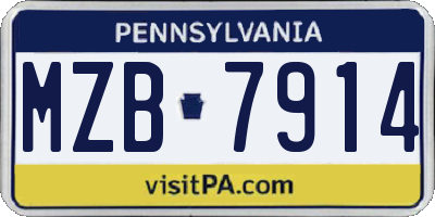 PA license plate MZB7914
