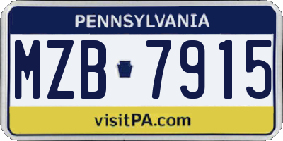PA license plate MZB7915