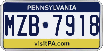 PA license plate MZB7918