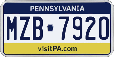PA license plate MZB7920