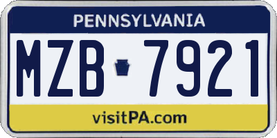 PA license plate MZB7921