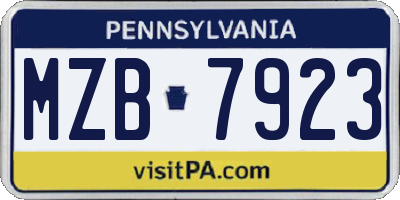 PA license plate MZB7923