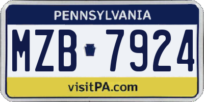 PA license plate MZB7924