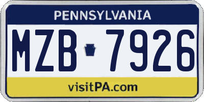 PA license plate MZB7926