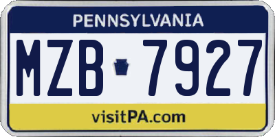 PA license plate MZB7927