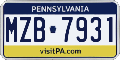 PA license plate MZB7931