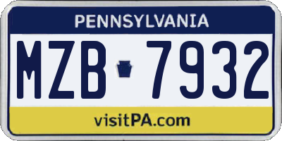 PA license plate MZB7932