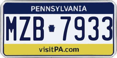 PA license plate MZB7933