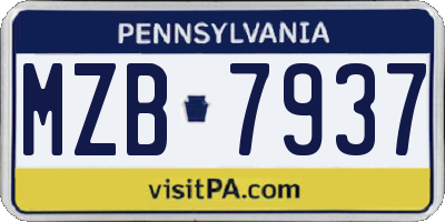 PA license plate MZB7937