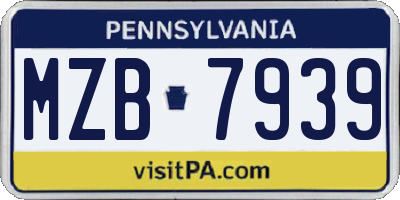 PA license plate MZB7939