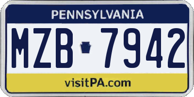 PA license plate MZB7942