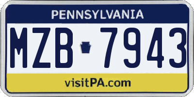 PA license plate MZB7943