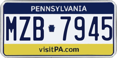 PA license plate MZB7945