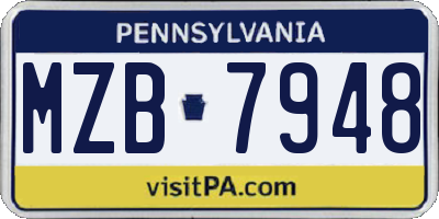 PA license plate MZB7948
