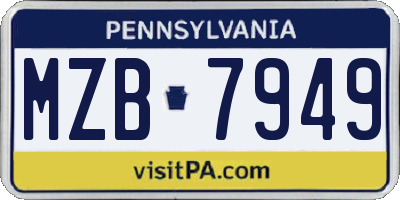 PA license plate MZB7949
