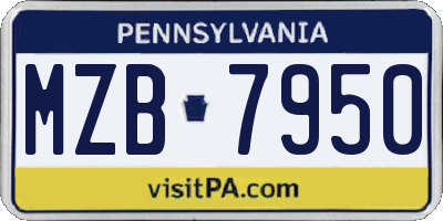 PA license plate MZB7950