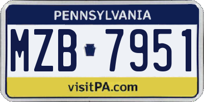 PA license plate MZB7951