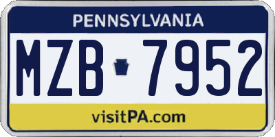 PA license plate MZB7952
