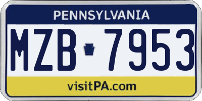 PA license plate MZB7953