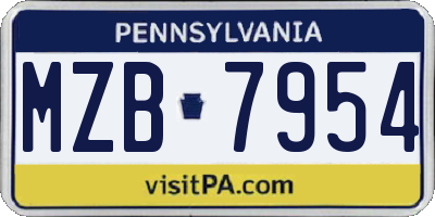 PA license plate MZB7954