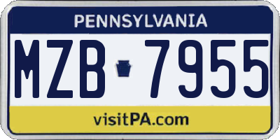 PA license plate MZB7955