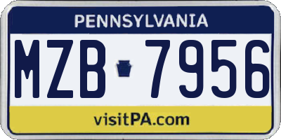 PA license plate MZB7956