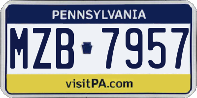PA license plate MZB7957