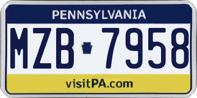 PA license plate MZB7958
