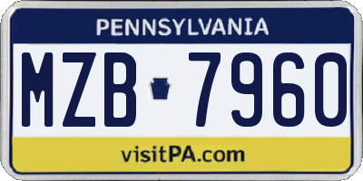 PA license plate MZB7960
