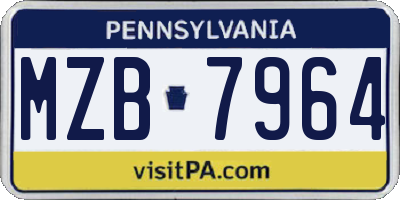 PA license plate MZB7964