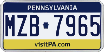 PA license plate MZB7965