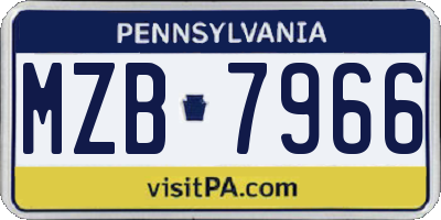 PA license plate MZB7966