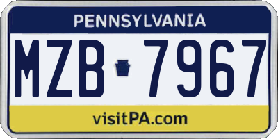 PA license plate MZB7967