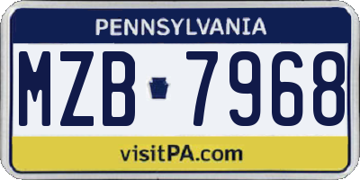 PA license plate MZB7968