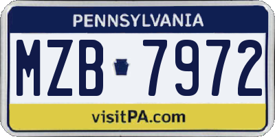 PA license plate MZB7972