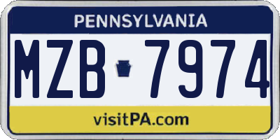 PA license plate MZB7974