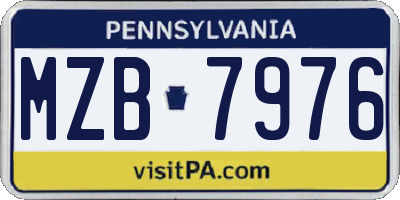 PA license plate MZB7976