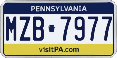 PA license plate MZB7977