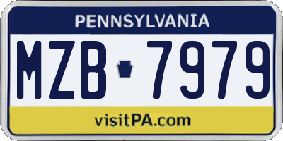 PA license plate MZB7979