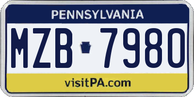 PA license plate MZB7980