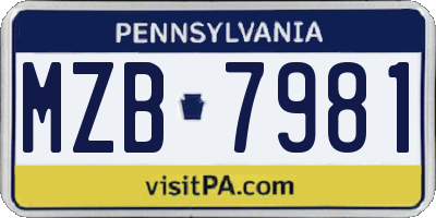 PA license plate MZB7981