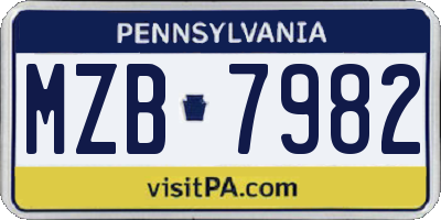 PA license plate MZB7982