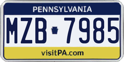 PA license plate MZB7985