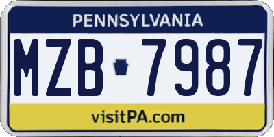 PA license plate MZB7987
